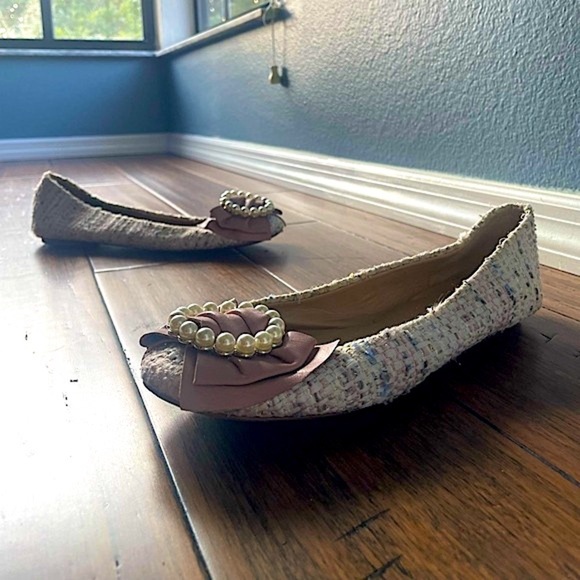 Coquette flats Karl lagerfeld pearl tweed bow flats fall flats winter flats - Picture 10 of 11